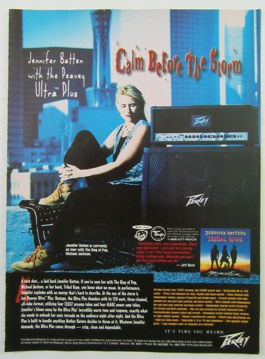 1998 PEAVEY AMPS Musician JENNIFER BATTEN Tribal Rage Magazine Ad