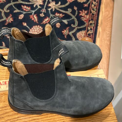 Blundstone Unisex Rustic Gray Leather AU9 US M10 W12 Ankle Chelsea Boots VGUC