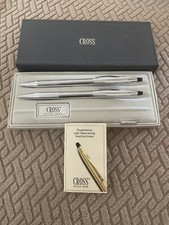 VINTAGE CROSS CENTURY CHROME PEN/ MECHANICAL PENCIL SET 3501 IN BOX Monogrammed