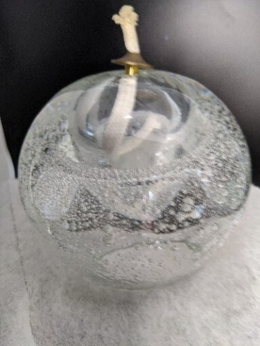 Crystal Art Associates Poland Oil Lamp Sphere Bubbled Glass 4" - Picture 6 of 6