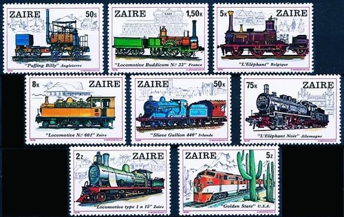 ZAIRE 1979 ZÜGE POSTFRISCH LOKOMOTIVEN, EISENBAHNEN