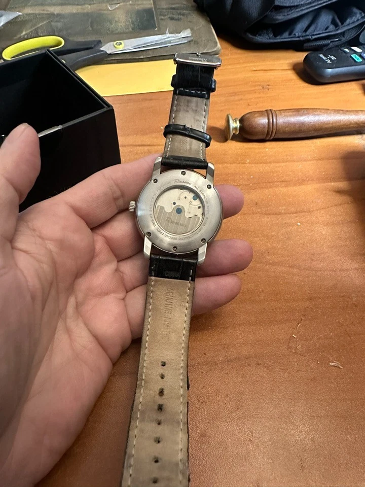 Reloj Rousseau Swiss Parts Correa Cuero Negro Segunda Unidad Foto 3 de 4