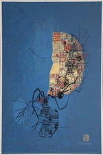 Lebadang (aka Hoi), Vase on Blue, Screenprint, signed and numbered in pencil