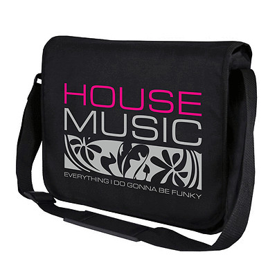 House Music DJ Club Clubbing Black Motif Music Shoulder Bag Messenger