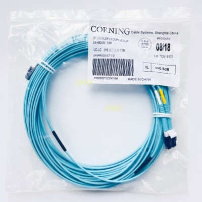 Corning 10m 33ft LC/UPC to LC/UPC Duplex OM3 2F LSZH Fiber Optical Patch Cord