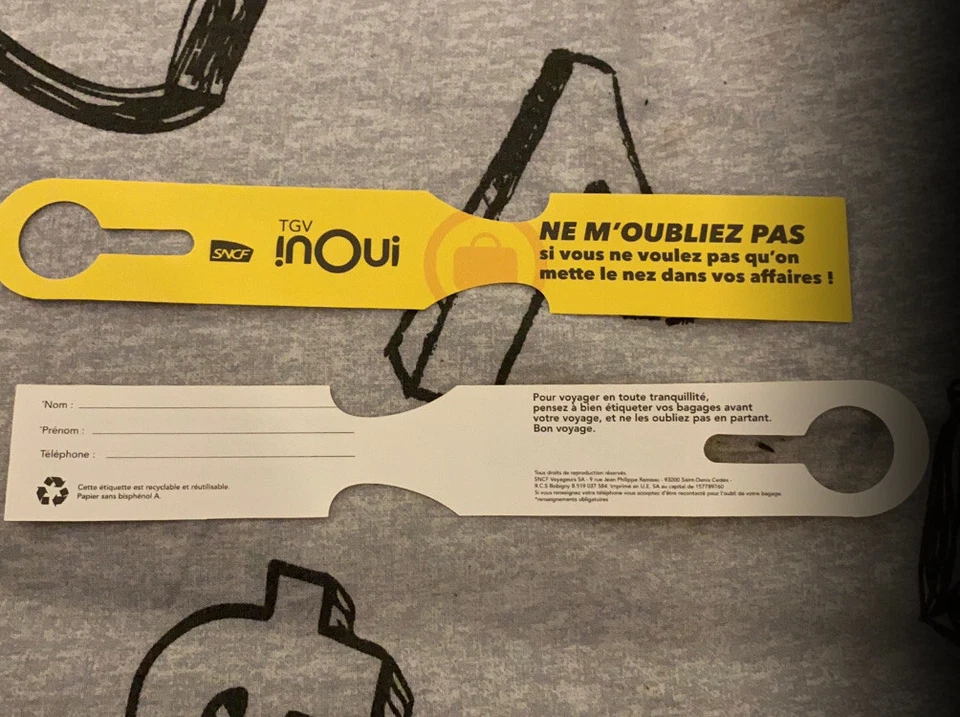 etiquette bagage sncf - Photo 1/1