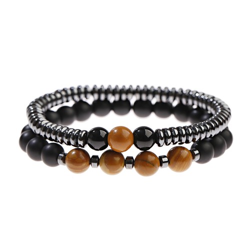 Natural Stone Bead Bracelet Men Women Tiger Eye Agate Onyx Bangle Jewelry 8mm - Picture 27 of 33