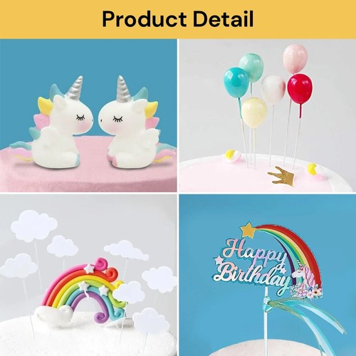 21pcs Unicorn Cake Topper Kit Cloud Rainbow Happy Birthday Banner Decorations AU - Picture 4 of 10