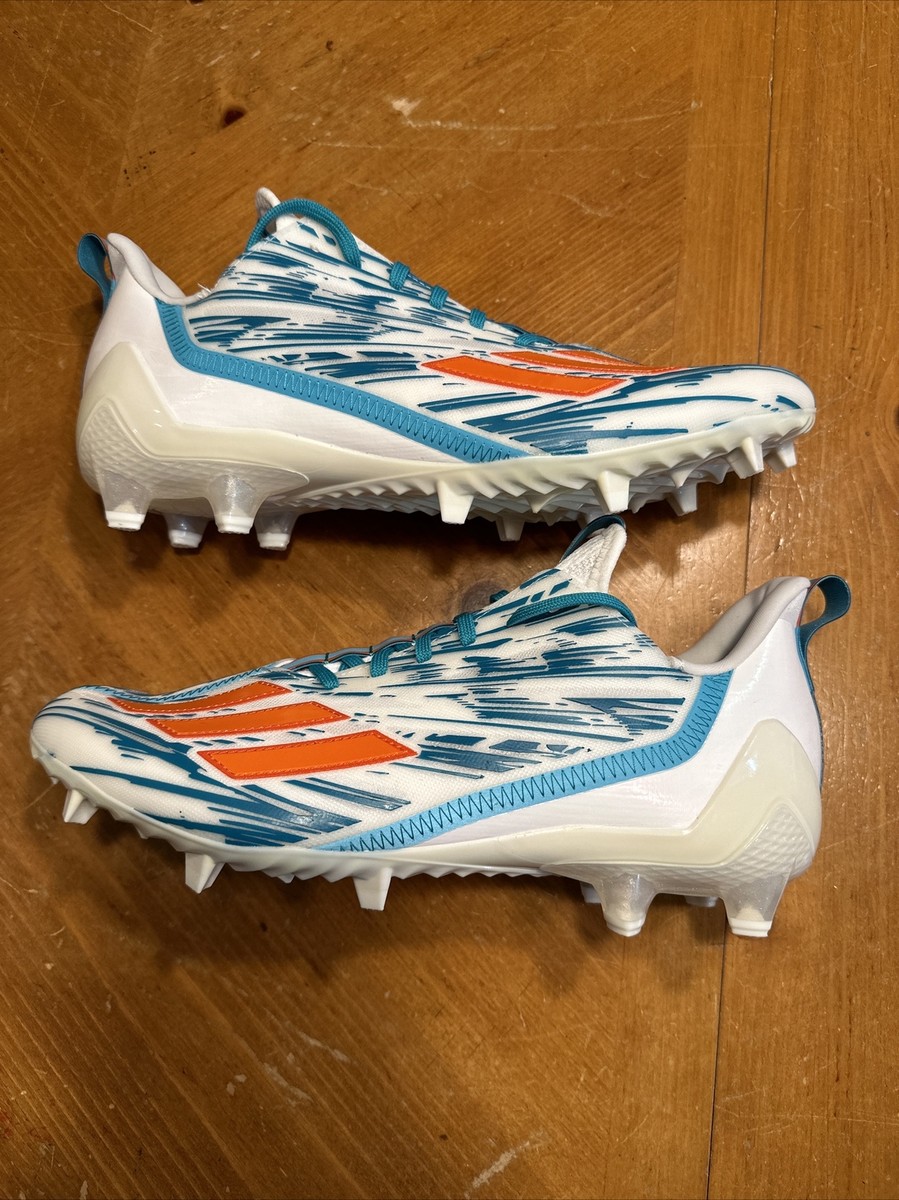 Adidas Adizero Football Cleats Miami Teal Orange White Men\'s Size 12 HR1589 Adidas Adizero Miami Dolphins Football Cleats Mens Size 12  main image 3