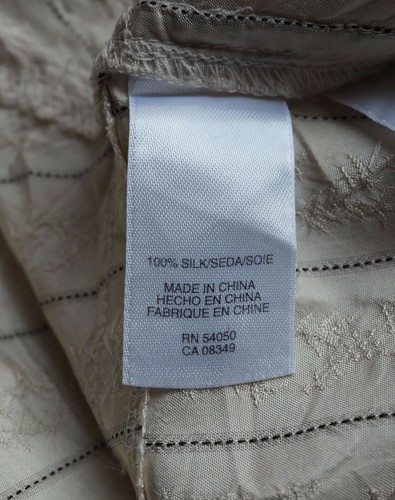 Jones New York Collection Petite 100% Silk Blouse Ivory Cream White Striped 14P - Picture 6 of 6