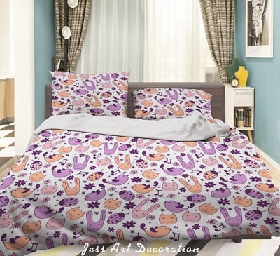 3D Rabbit Bird Cartoon Pattern Quilt Cover Set Bedding Sets Pillowcases Queen