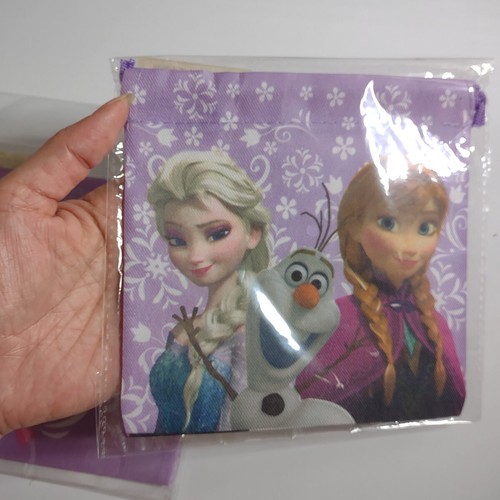NIP 3pc Disney FROZEN Anna, Elsa and Olaf, Mini Cinch Cloth Makeup Bag Free Ship - Picture 5 of 5