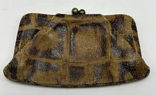 Hobo International Clutch Lauren Leather Animal Print Kiss Lock Purse Classic