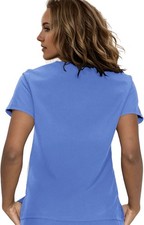 Women's Blue Solid Medical Scrub Top M Short Sleeve with Pockets
