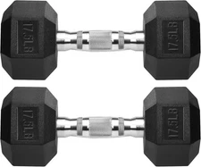 17.5lb Pair Hex Dumbbells Rubber Coated Cast Iron Hex Dumbbell Free Weights