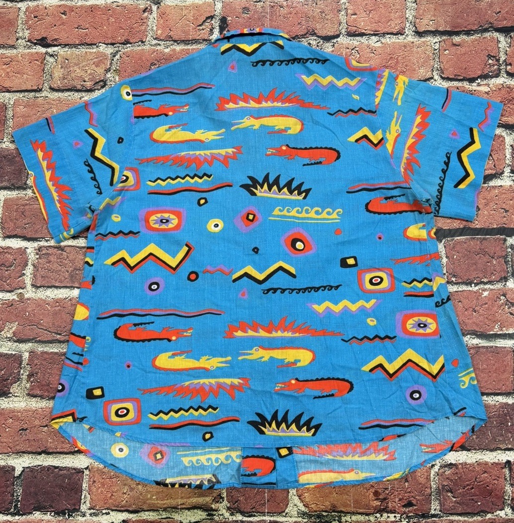 Vintage Abstract Multicolor AOP Shirt Maternity Medium 80s 90s