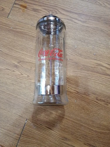 Vintage 1992 Coca-Cola Glass Straw Dispenser