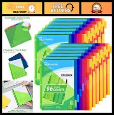 8-Tab Binder Dividers with Pockets for 3-Ring Binders, 12 Packs, 8 Colors, US Le