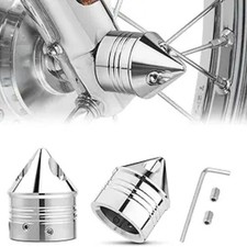 Chrome Front Axle Nut Cover Cap CNC Aluminum Compatible for Softail -Chrome