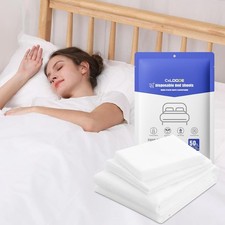 4 PCS Disposable Bed Sheet Queen Size, Travel Sheet for Hotel, Disposable Sheet