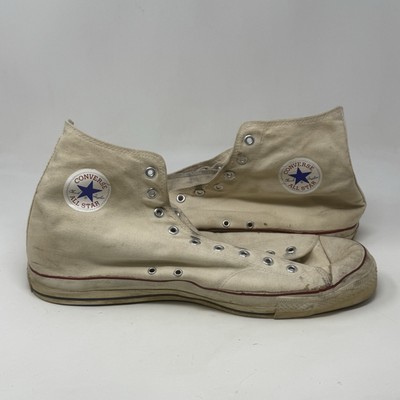 Converse All Star CT Shoes USA Made Mens 17 XW White Canvas High Top Vintage 80s