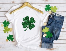 Womens st pattys shirt, glitter shamrock tee, st patricks day shirt, womens s...