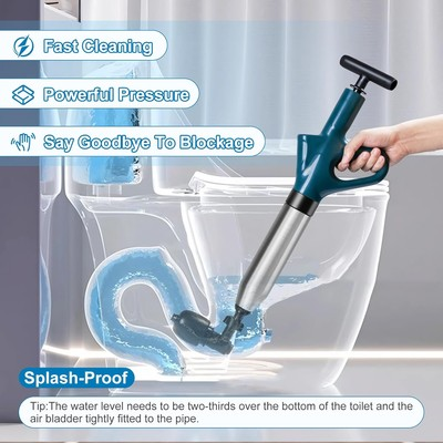 #ad High Pressure Air Plunger Kit Toilet Unclogger Toilet Pipe Blockage Solution $29.99