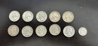 Washington Silver Quarters (10) & Dime (1) Lot of 11, 1944-1964, Circulated