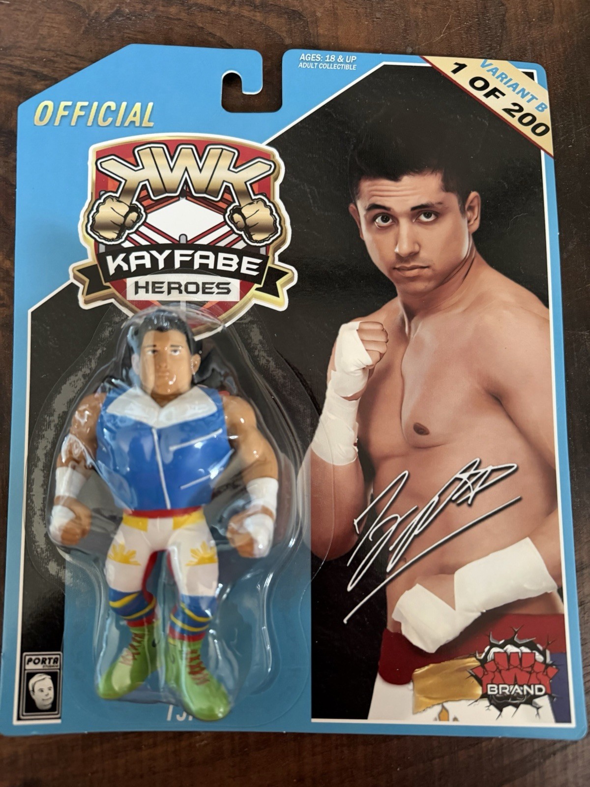 KWK Kayfabe Heroes Blue Card TJP  Variant B 1/200 WWE WWF Hasbro Retro