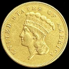 1874 GOLD UNITED STATES $3 INDIAN PRINCESS HEAD COIN