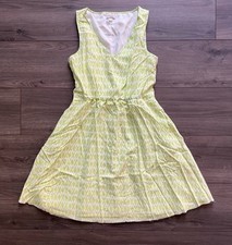 Gap Green & White Sleeveless Fit & Flare Dress EILEEN Small Geo Summer Casual