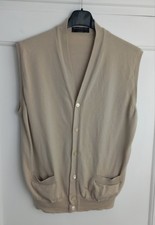 BRAMANTE Pullover Weste Pullunder 50 52 Wolle Schurwolle Ärmellos Beige Taschen