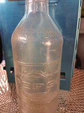 Pepsi Cola Script  Embossed  Soda Bottle 1948?? No Deposit- Refilled RARE 10 oz