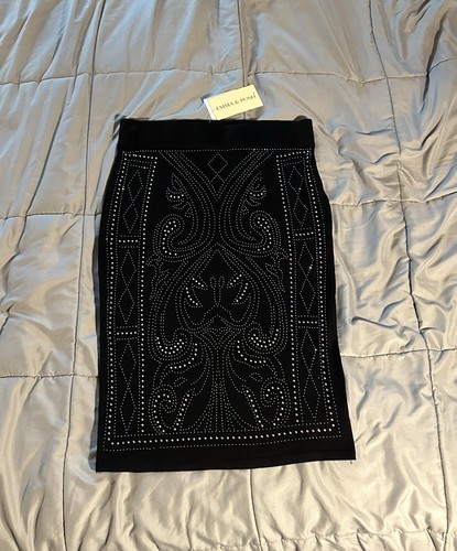 Emma & Posh Damen gerader Bleistiftrock mit Strass schwarz - Größe M NEU - Bild 1 von 3