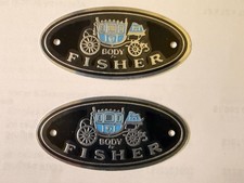 Lot of 2 Body by FISHER Emblems OEM GM Parts Door Sill Plate Logos OE Chevy Pair