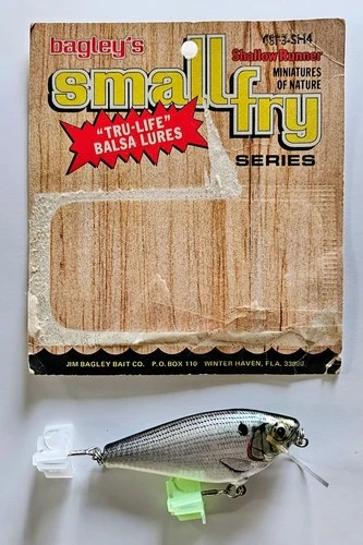 Vintage Bagley Small Fry Shad Shallow Diving Balsa Crankbait 3 Inch Silver Shad