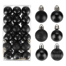 36Pcs Christmas Ball Ornaments Christmas Tree Decorations Black 1.2"/3CM
