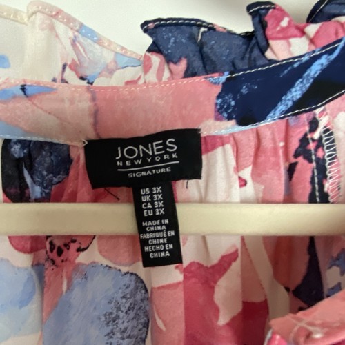 Jones New York Women's Sz 3X Floral Watercolor Print Button-Down Blouse Very GUC - Picture 3 of 13