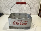 Vintage 1950s Coca-Cola  6 Bottle Aluminum Carrier With Red Wood Handle