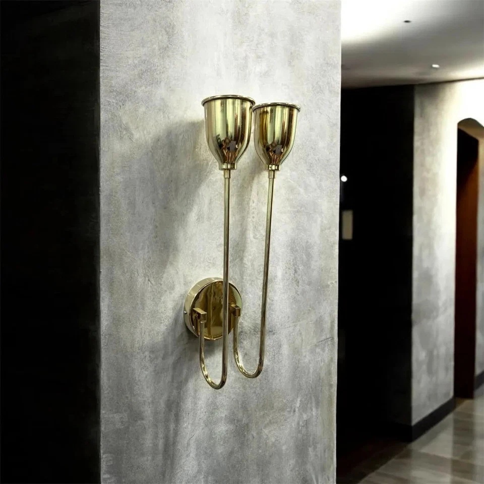 Современное латунное бра с двойными стенками середины века — элегантный золотой светильник» - Изображение 4 из 4