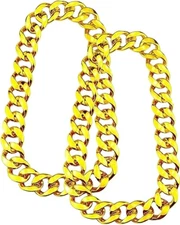 PinCute 2 Pack Big Chunky Gold Chain for Men: Fake Plastic 28 inch 