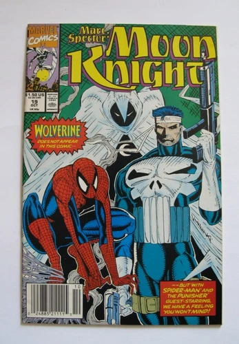 Vintage 1990 Marvel Marc Spector Moon Knight #19 Comic Book Spider-Man Punisher