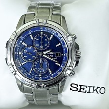 Seiko SSC141 Solar Chronograph Blue Dial 42.5mm Steel Box Papers Mens V172-0AJ0