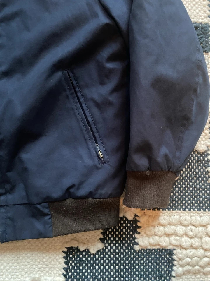 Bonpoint Paris Kids Bomber Jacket Coat Navy Blue 12A Fur Colar Trim - Image 4 of 4