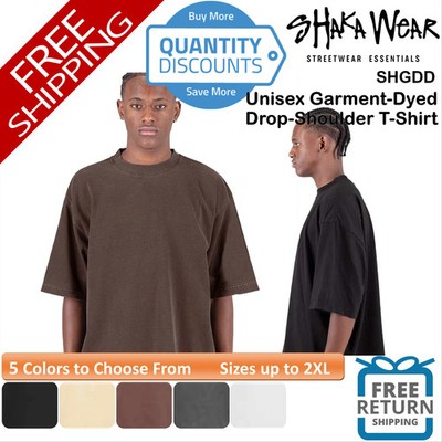   Shaka Wear Men Garment-Dyed Cotton Drop-Shoulder T-Shirt Up To 2XL SHGDD