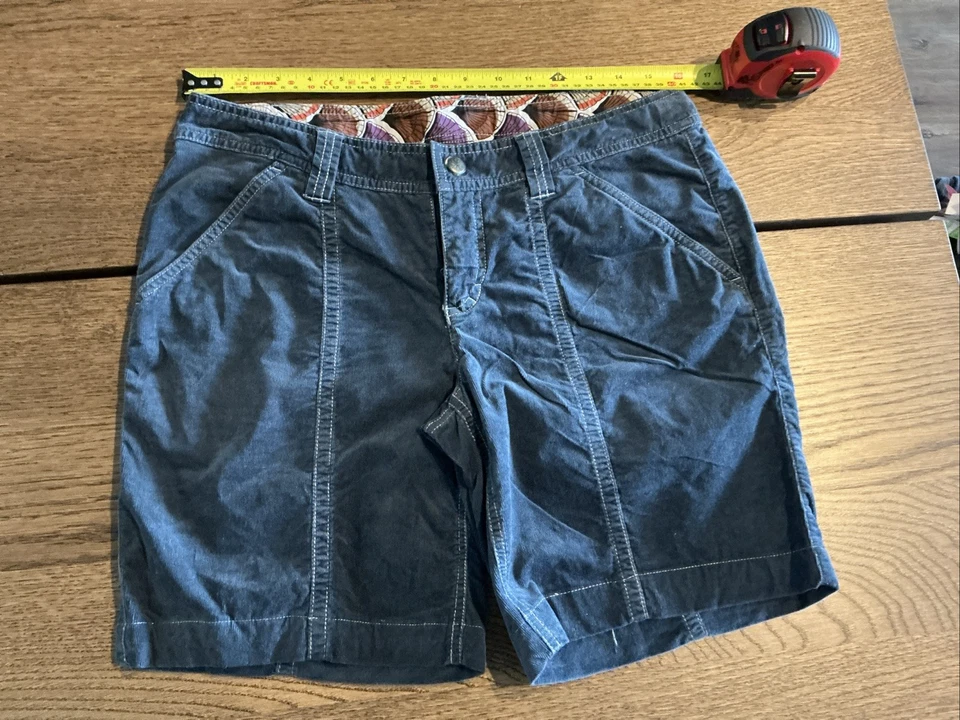 Athleta Navy Corduroy Shorts Size 8 Bottom W/Drawstring Waist Cotton Stretch - Image 2 of 4