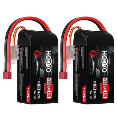HOOVO 3S Lipo Battery 2200mAh 80C 11.1V Shorty Lipo Battery Pack Softcase with D