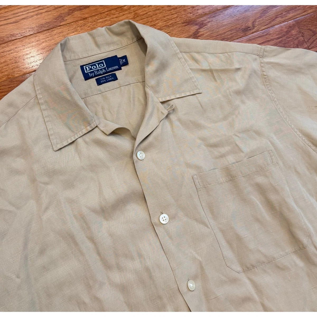 Polo Ralph Lauren Silk Short Sleeve Button-Up Casual Button-Down