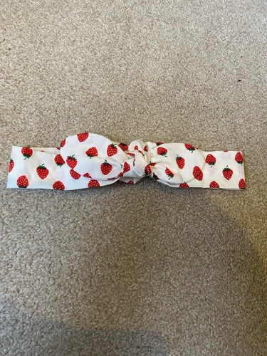 Baby Girl Strawberry Print Bow Headband Size 6-18 Months 