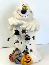 Blue Sky Clayworks “Hocus Pocus” Ghost Spiders Pumpkins Tea Light Candle House